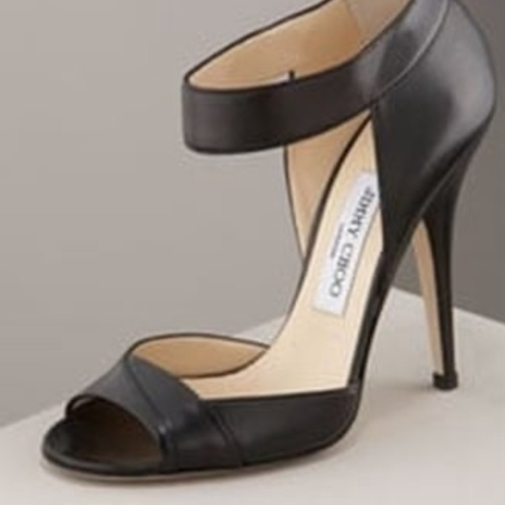 Jimmy Choo, black ankle strap heels! Size 7